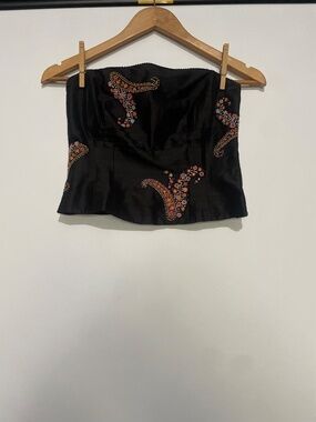 Ann Taylor 2 Silk Paisley Bustier Top